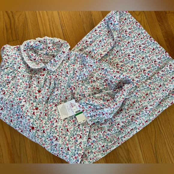 Lanz of Salzburg flannel nightgown BNWT large floral red bird - Picture 1 of 4